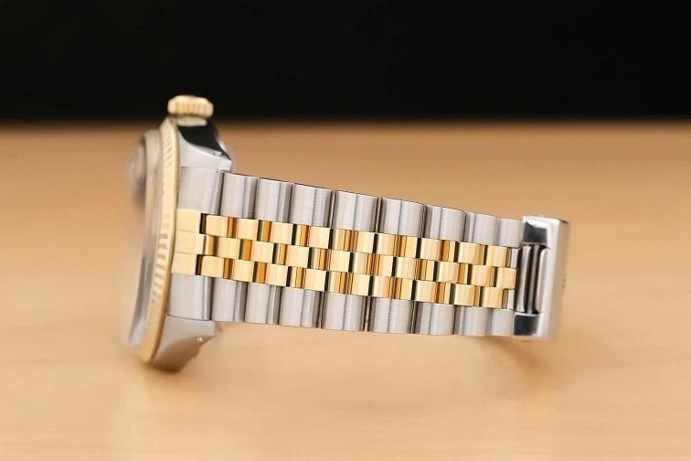 ROLEX MENS DATEJUST 16013 SILVER DIAL 18K YELLOW GOLD STAINLESS STEEL WATCH - 5