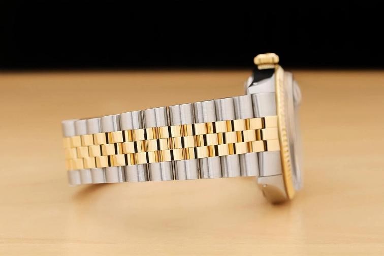 ROLEX MENS DATEJUST 16013 SILVER DIAL 18K YELLOW GOLD STAINLESS STEEL WATCH - 8