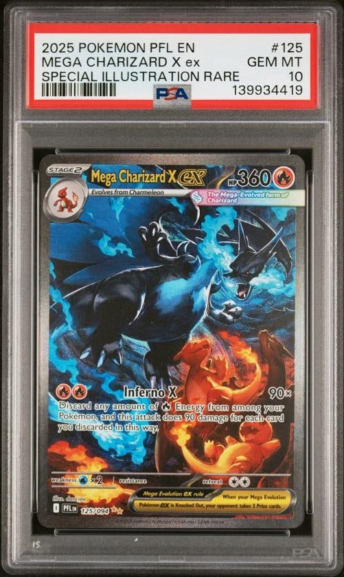 2025 POKEMON PFL EN-PHANTASMAL FLAMES #125 MEGA CHARIZARD X EX PSA 10 (1 of 2)
