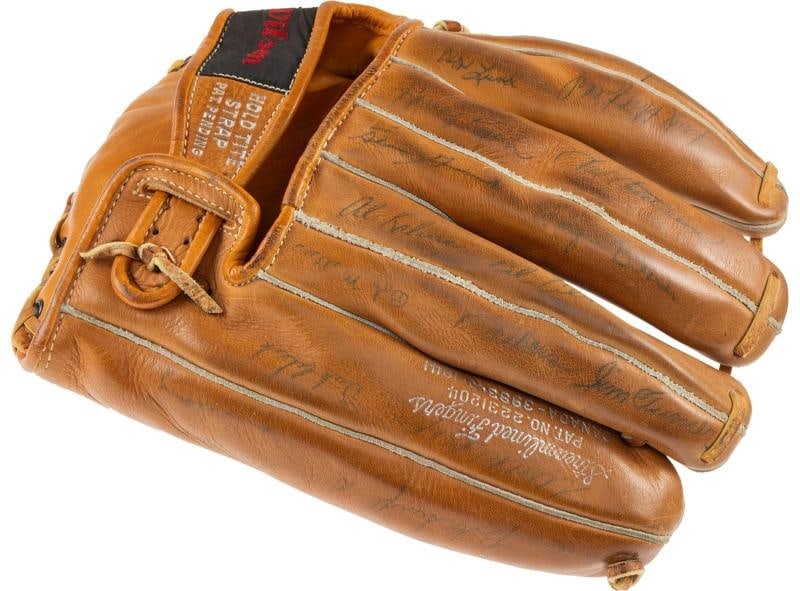 1954 New York Yankees Team Signed Baseball Glove 55 Sigs Mickey Mantle PSA DNA - 3