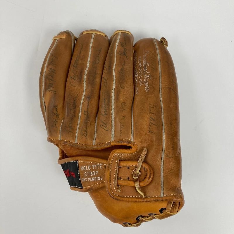 1954 New York Yankees Team Signed Baseball Glove 55 Sigs Mickey Mantle PSA DNA - 5