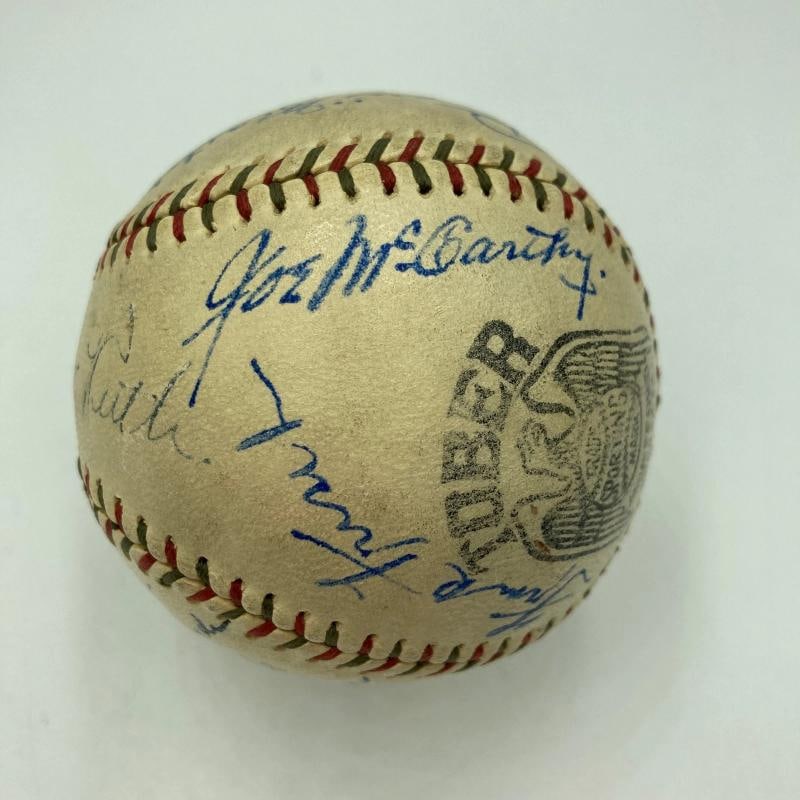 Beautiful Babe Ruth & Lou Gehrig Hall Of Fame Multi Signed Baseball PSA DNA - 6