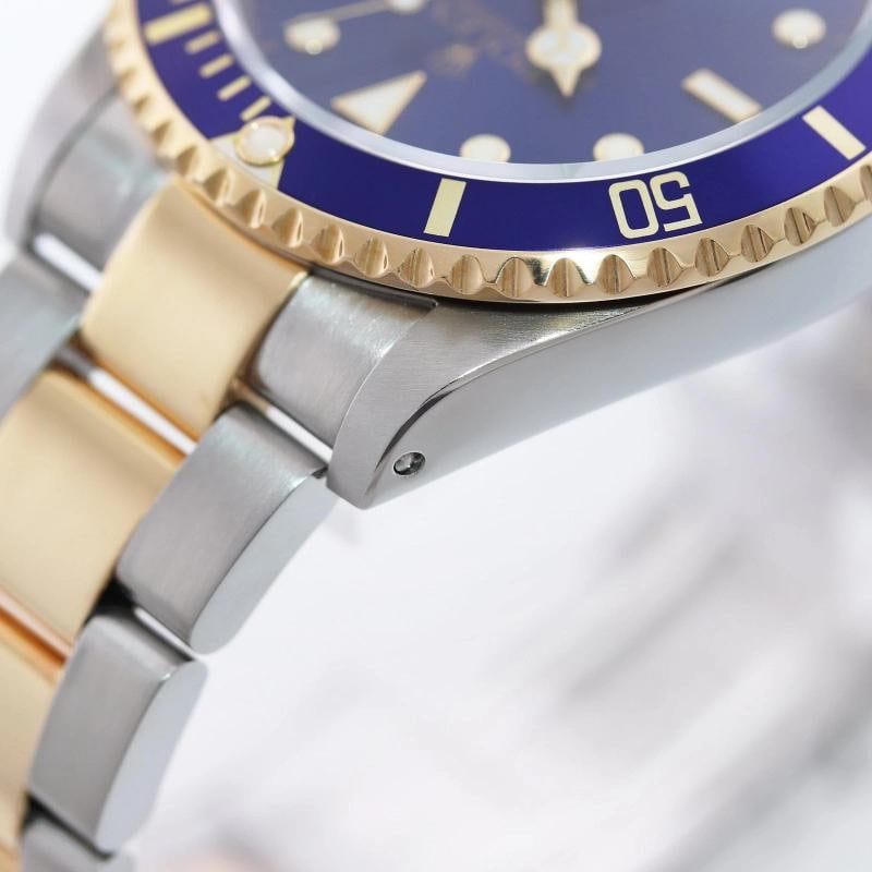 PAPERS 2000 Rolex Submariner 16613 Gold Steel Two Tone Sunburst Blue Watch - 7