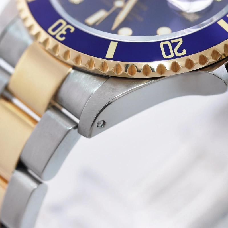 PAPERS 2000 Rolex Submariner 16613 Gold Steel Two Tone Sunburst Blue Watch - 9