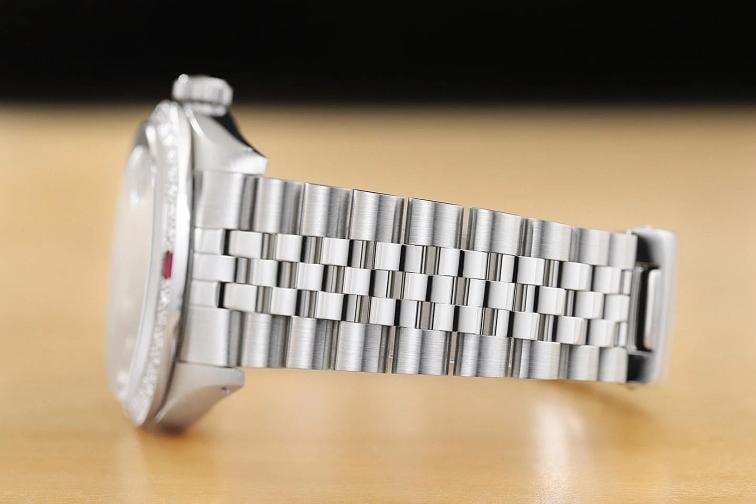 ROLEX MENS DATEJUST 16234 BLACK FACTORY DIAMOND RUBY 18K WHITE GOLD STEEL WATCH - 5