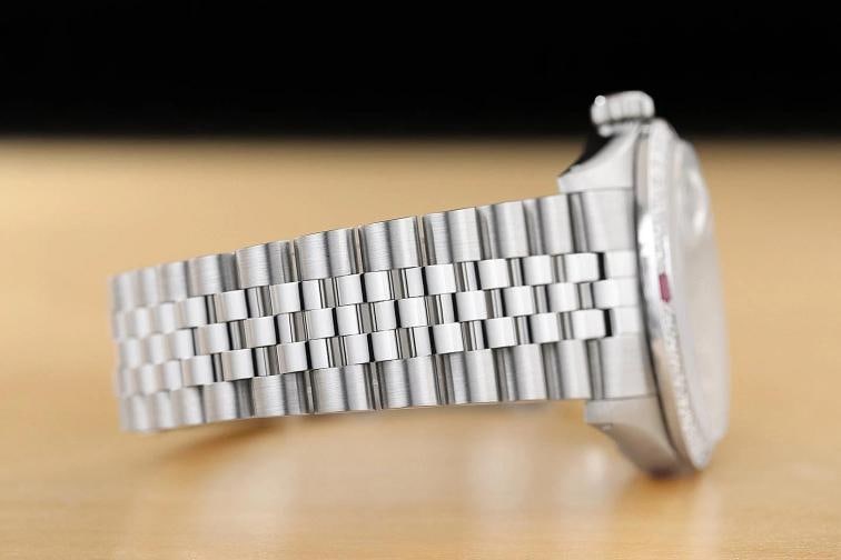 ROLEX MENS DATEJUST 16234 BLACK FACTORY DIAMOND RUBY 18K WHITE GOLD STEEL WATCH - 8