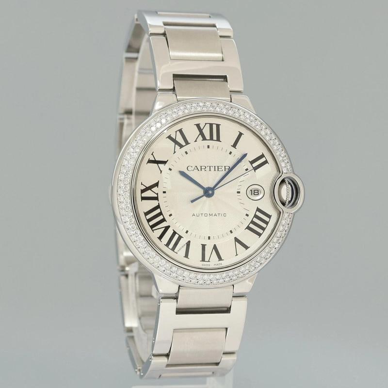 MINT DIAMOND Cartier W69012Z4 Ballon Bleu 3001 Silver Roman Steel Gold 42mm - 3