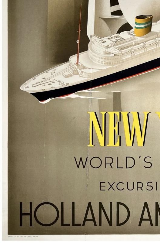 Original Vintage Poster HOLLAND AMERICA LINE NEW YORK WORLD'S FAIR 1939 Rare! - 4