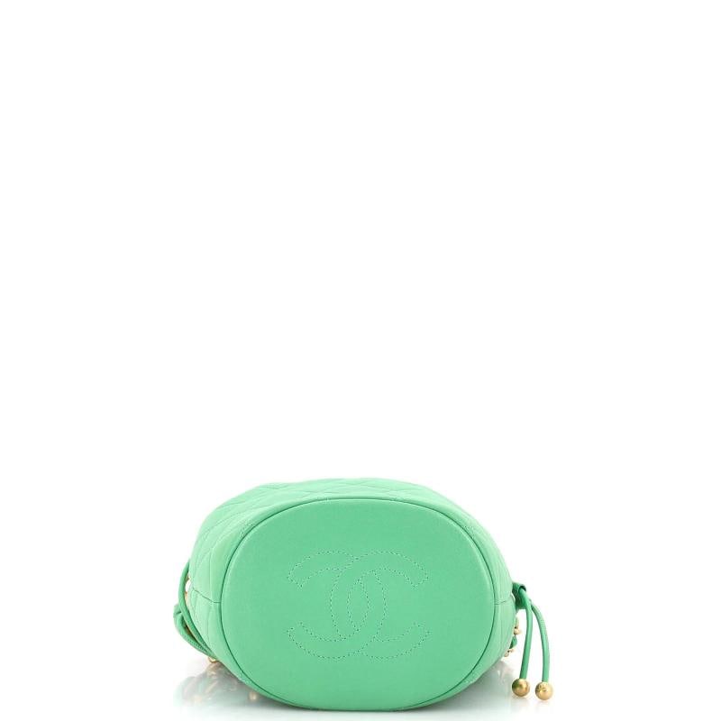 Chanel Entwined Chain Top Handle Drawstring Bucket Bag Quilted Shiny Lambskin - 5