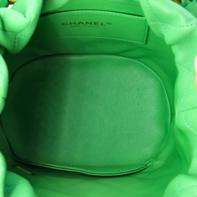 Chanel Entwined Chain Top Handle Drawstring Bucket Bag Quilted Shiny Lambskin - 6