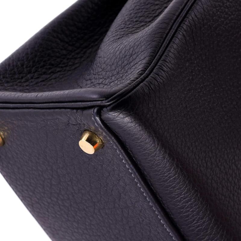 Hermes Kelly Handbag Blue Togo with Gold Hardware 32 - 7