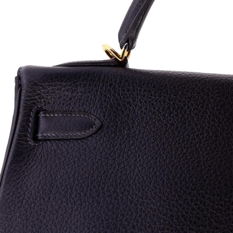 Hermes Kelly Handbag Blue Togo with Gold Hardware 32 - 8