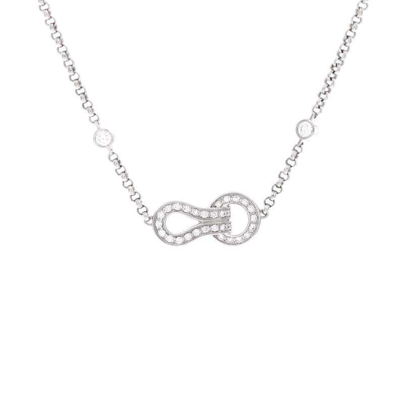 Cartier Agrafe Cable Chain Necklace 18K White Gold with Diamonds (1 of 4)