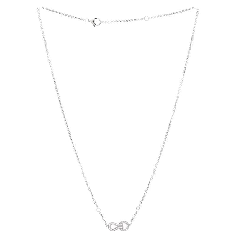 Cartier Agrafe Cable Chain Necklace 18K White Gold with Diamonds - 3