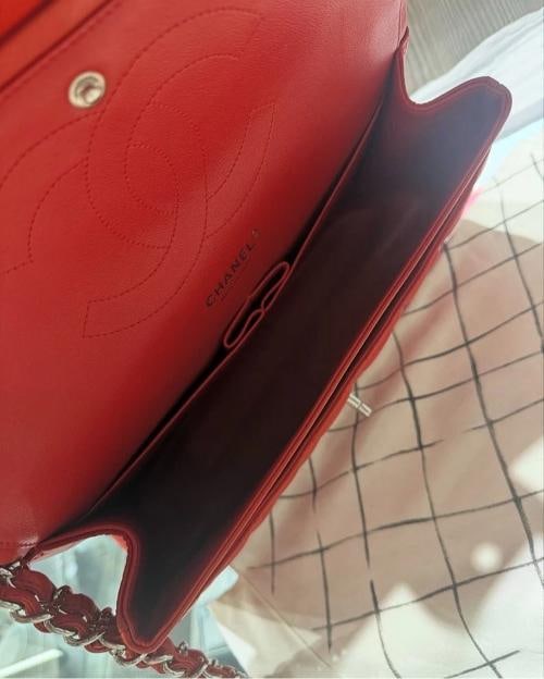 Chanel Lambskin Quilted Jumbo Double Flap in Cayenne Red with Silver Hardware - 10