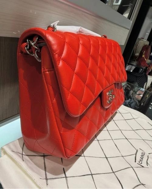 Chanel Lambskin Quilted Jumbo Double Flap in Cayenne Red with Silver Hardware - 2