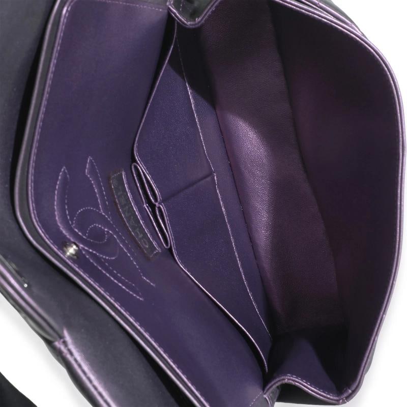 Chanel Purple Quilted Iridescent Lambskin Medium Classic Double Flap Bag - 2