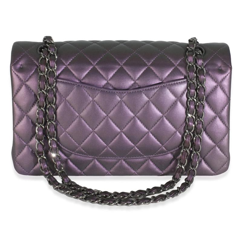 Chanel Purple Quilted Iridescent Lambskin Medium Classic Double Flap Bag - 5