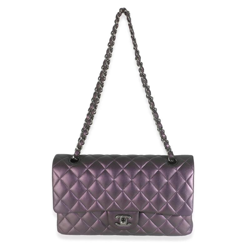 Chanel Purple Quilted Iridescent Lambskin Medium Classic Double Flap Bag - 6