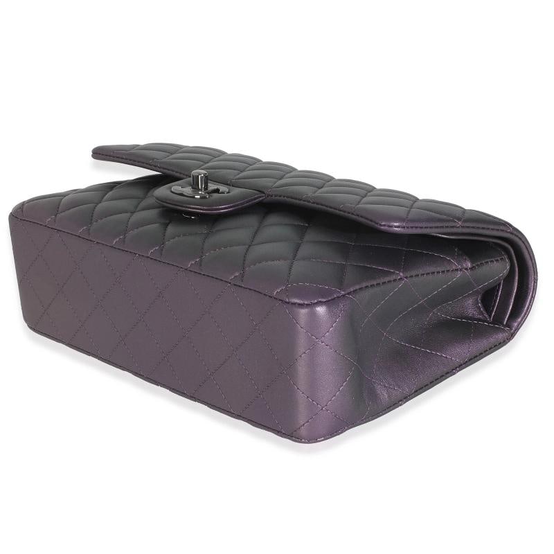 Chanel Purple Quilted Iridescent Lambskin Medium Classic Double Flap Bag - 7