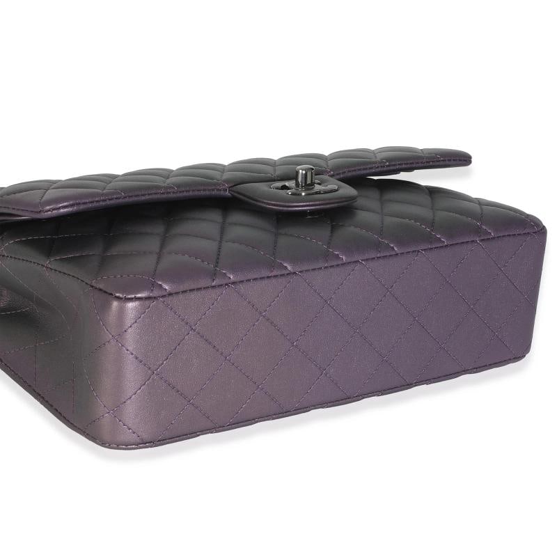 Chanel Purple Quilted Iridescent Lambskin Medium Classic Double Flap Bag - 8