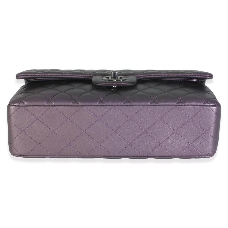 Chanel Purple Quilted Iridescent Lambskin Medium Classic Double Flap Bag - 9