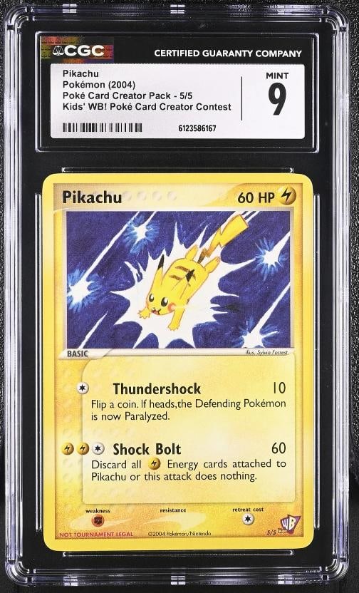 CGC 9 MINT Pikachu 2004 Kids' WB! PokÃƒÂ© Card Creator Contest 5/5 Pokemon Card: Condition: Graded - CGC 9: Professionally graded ,Graded: Yes,Game: PokÃƒÂ©mon TCG,Set: 2004 Kids' WB! PokÃƒÂ© Card Creator Contest,Type: Collectible Card
