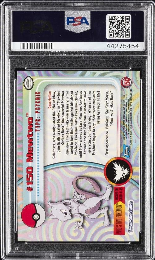 2000 TOPPS POKEMON TV ANIMATION SER 3 FOIL #150 MEWTWO PSA 10 - 2