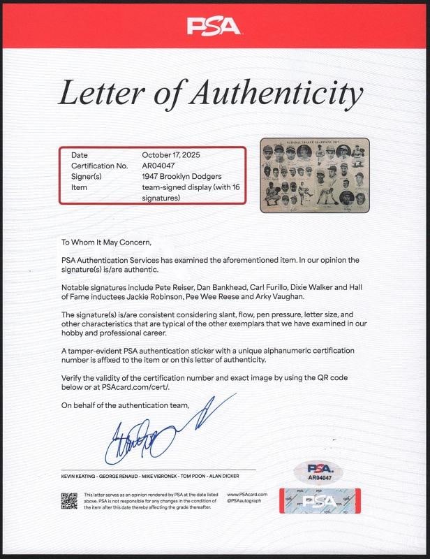 Jackie Robinson Rookie 1947 Brooklyn Dodgers Team Signed Program PSA DNA COA - 4