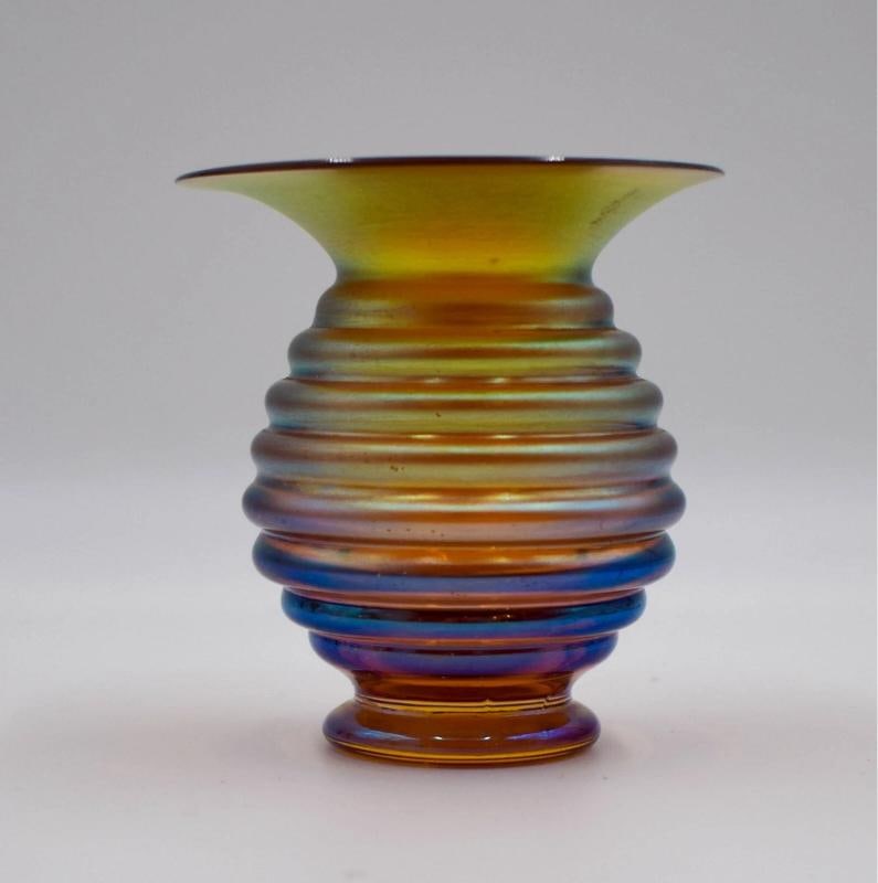 WMF Mira Art Glass Vase Iridescent with Original Label - 2