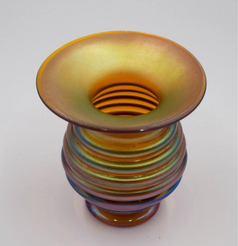 WMF Mira Art Glass Vase Iridescent with Original Label - 3