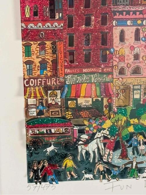 Vintage Charles Fazzino Fun Day NY New York 3D Pop Art Framed Artwork 57/475 - 9