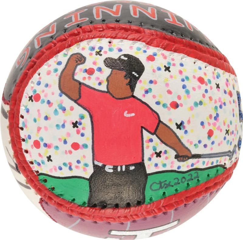 Tiger Woods Single Signed Hand Painted Art Major League Baseball JSA COA - 3