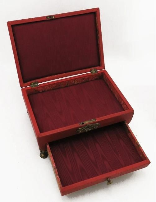 Immaculate Antique English Regency Silk Lined Leather Bound Wooden Gilded Box - 2