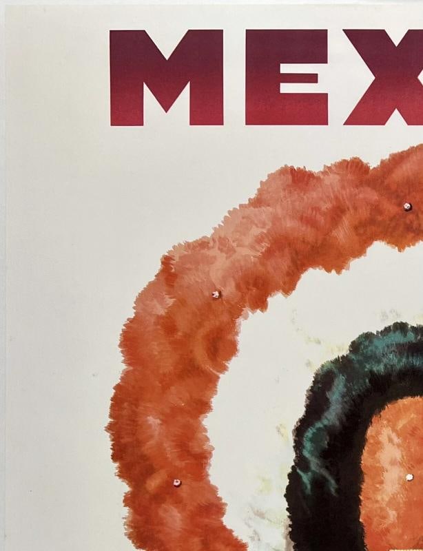 Original Vintage Poster AMERICAN AIRLINES - MEXICO Airline Travel Tourism LINEN - 2