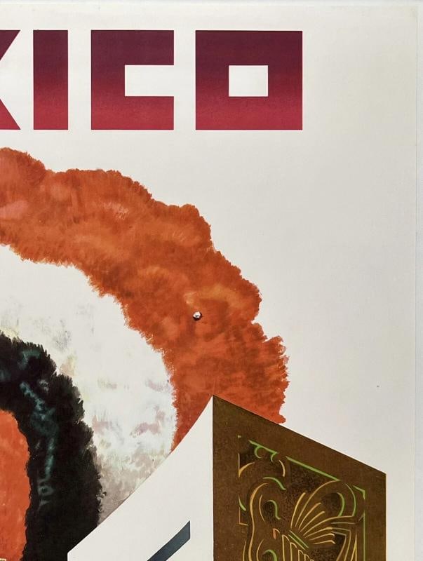 Original Vintage Poster AMERICAN AIRLINES - MEXICO Airline Travel Tourism LINEN - 3