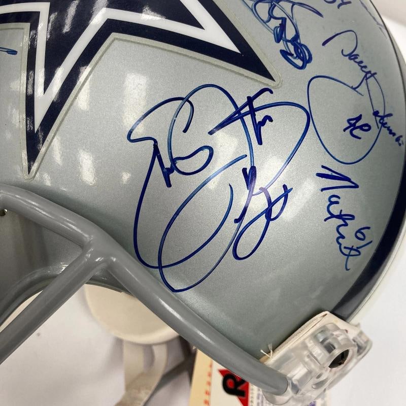 1995 Dallas Cowboys Super Bowl Champs Team Signed Authentic Helmet JSA COA - 8