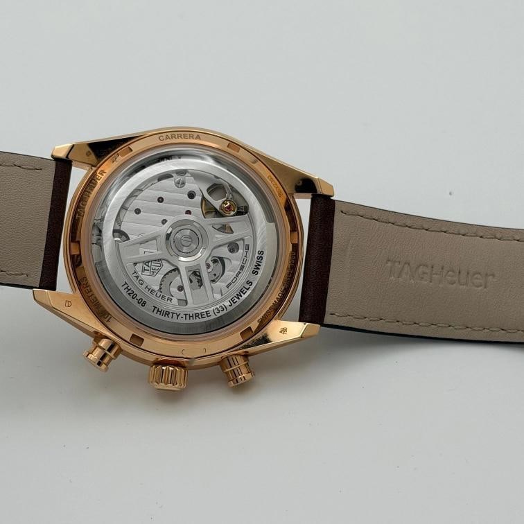 TAG Heuer Carrera Chronosprint Porsche CBS2040.FC8318 42mm Beige 18k Rose Gold - 11