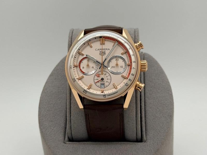 TAG Heuer Carrera Chronosprint Porsche CBS2040.FC8318 42mm Beige 18k Rose Gold - 13