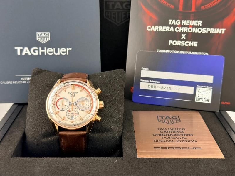TAG Heuer Carrera Chronosprint Porsche CBS2040.FC8318 42mm Beige 18k Rose Gold - 14