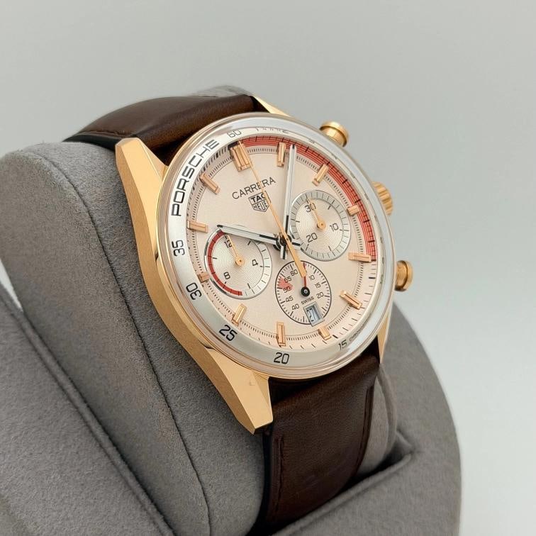 TAG Heuer Carrera Chronosprint Porsche CBS2040.FC8318 42mm Beige 18k Rose Gold - 3