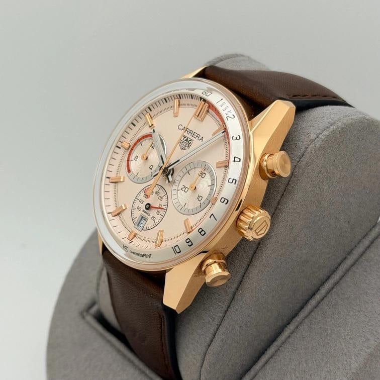TAG Heuer Carrera Chronosprint Porsche CBS2040.FC8318 42mm Beige 18k Rose Gold - 4