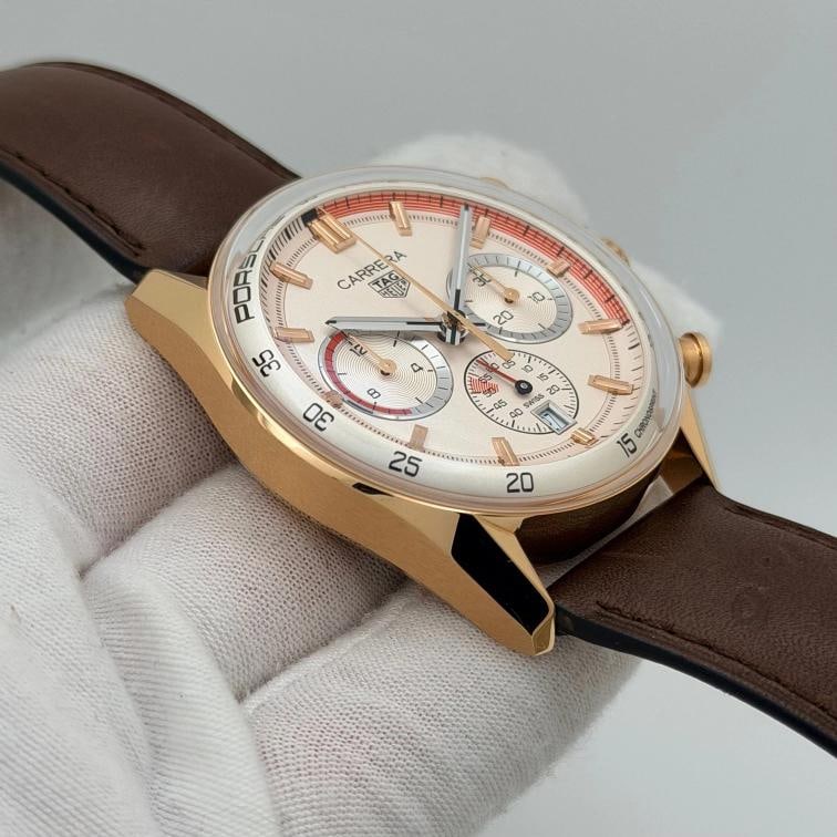 TAG Heuer Carrera Chronosprint Porsche CBS2040.FC8318 42mm Beige 18k Rose Gold - 5