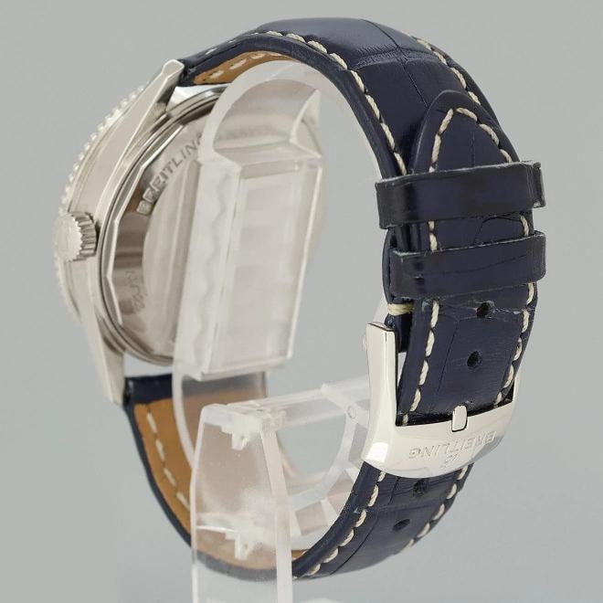 PAPERS MINT Breitling Navitimer Blue Leather Chronograph 38mm A17325 Watch Box/Papers - 4