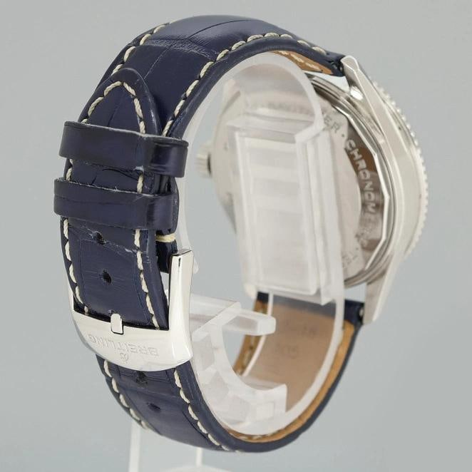PAPERS MINT Breitling Navitimer Blue Leather Chronograph 38mm A17325 Watch Box/Papers - 6