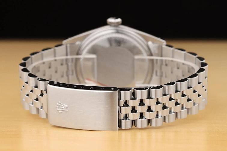 ROLEX MENS DATEJUST 16014 ICE BLUE DIAL 18K WHITE GOLD STEEL JUBILEE WATCH - 6