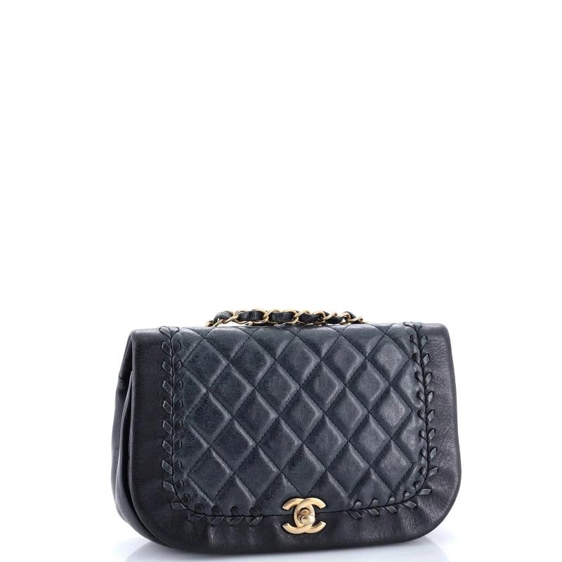 Chanel Bicolor Braided Saddle Flap Bag Quilted Lambskin Small - 2