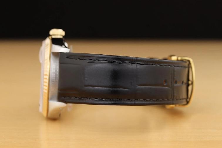 ROLEX MENS DATEJUST 16233 GREEN DIAMOND 18K GOLD STEEL BLACK LEATHER BAND WATCH - 5