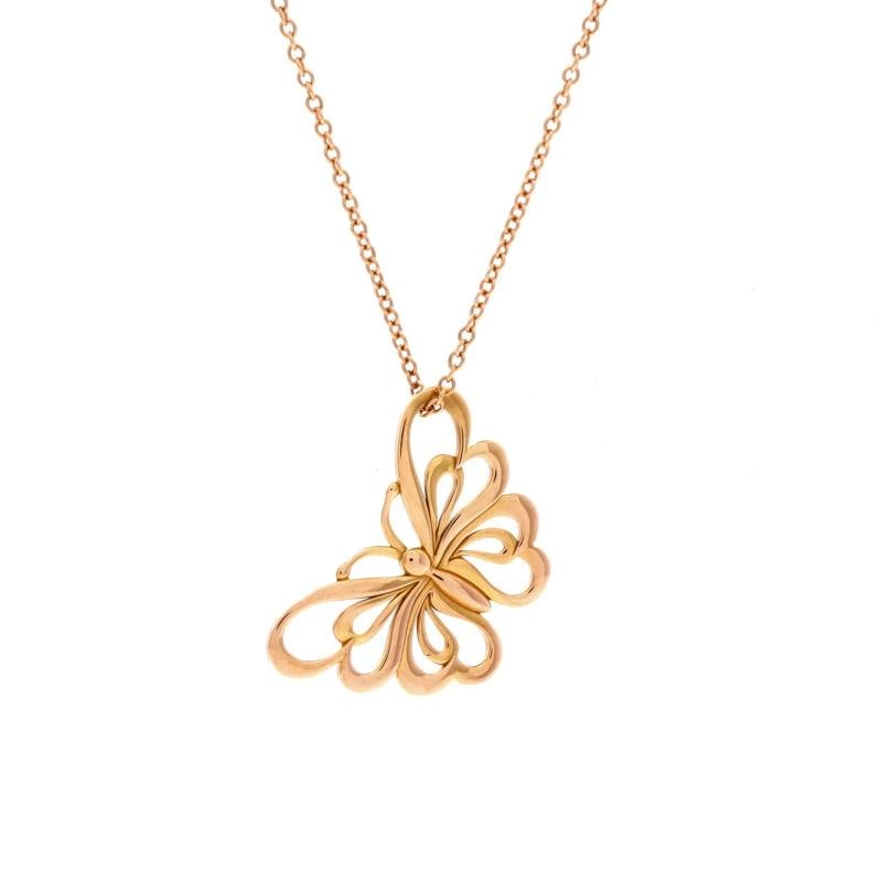 Tiffany & Co. Butterfly Pendant Necklace 18K Rose Gold: Condition: Pre-owned - Good,Brand: Tiffany & Co.,Main Stone: Unknown,Metal: 18K Rose Gold,Metal Purity: 18K,Style: Pendant,Type: Necklace,Color: Rose Gold,Material: Unknown 