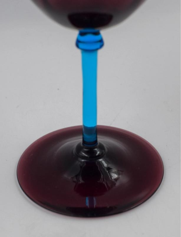 Steuben Amethyst & Celeste Blue Champagne Glass, Circa 1920, Signed. - 4